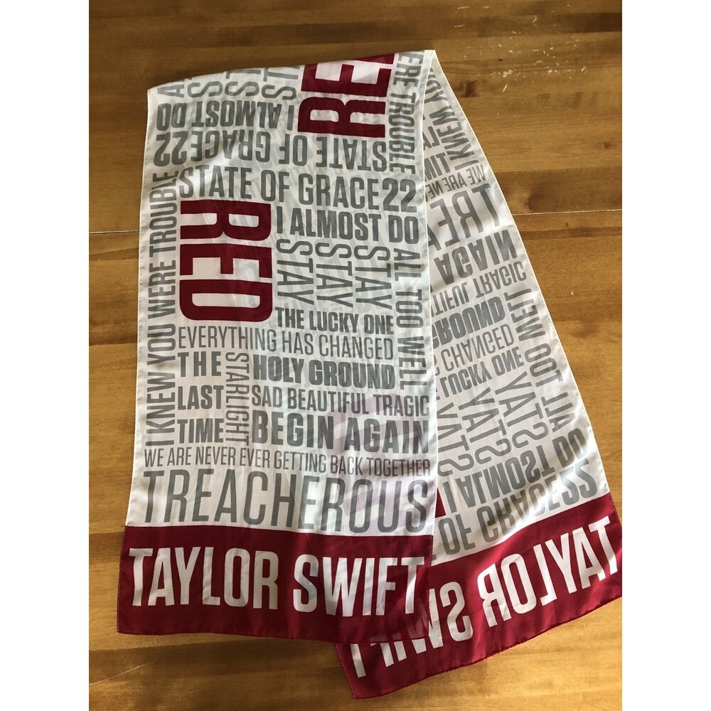 Taylor Swift Red Tour Scarf Song Title Album Red White Swifties